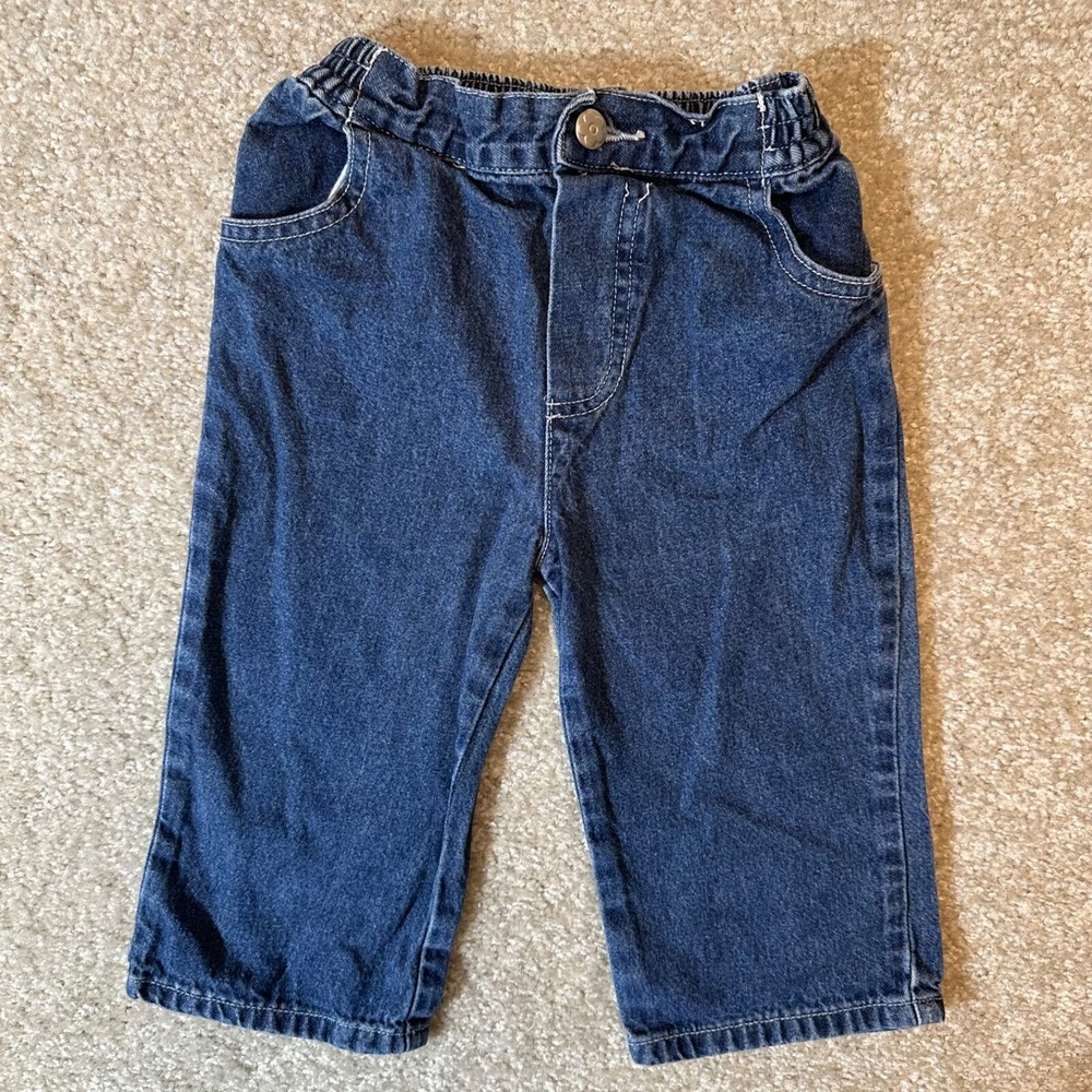 Dancing Bear baby girls denim jeans size 12 months flower‎ button jeans